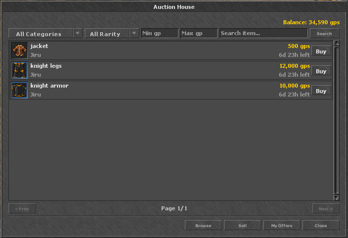 Auction House - Browse Offers
